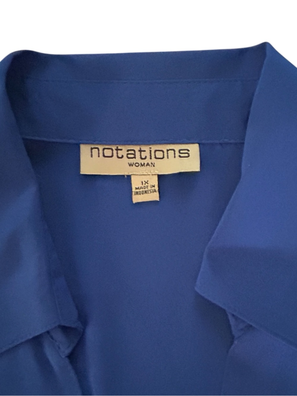 Notations Vintage Woman’s Blue Short Sleeve Button Front Shirt NWT Size 1X - Picture 3 of 9
